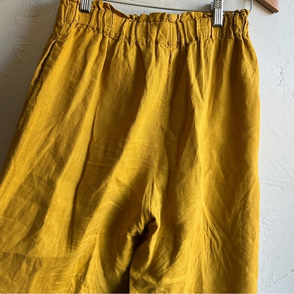 LenOk 100% Linen Harem Pants Mustard Boho Barrel Leg Pockets M - Picture 9 of 12
